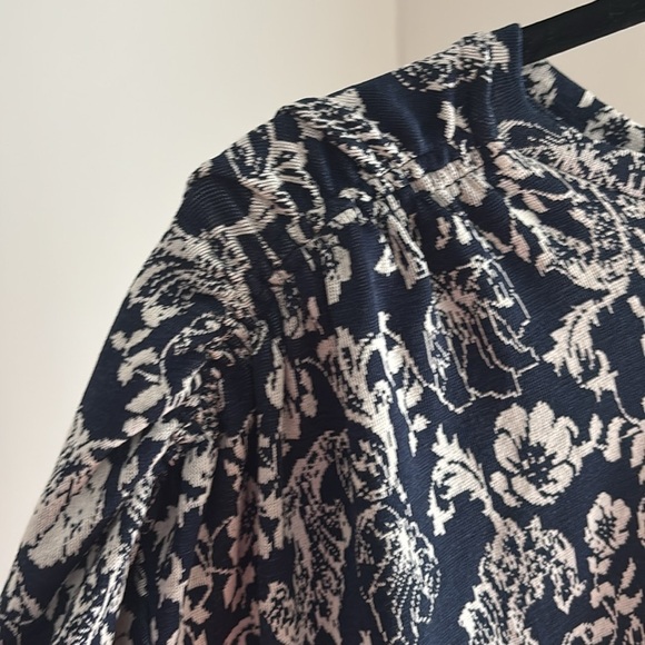 ZARA Navy Floral Jacquard Tunic Dress Size Medium - Picture 6 of 7